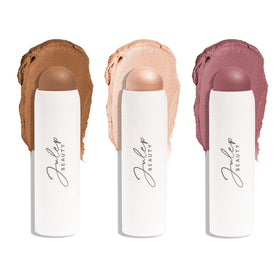 Trio de Julep Skip The Brush Blush Sticks avec couleurs Muted Mauve, Neutral Bronze et Sheer Glow