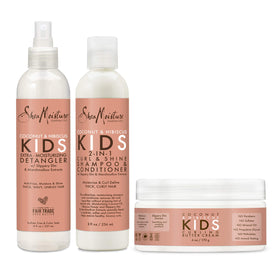 Trio Shea Moisture Kids avec shampoing, démêlant et crème coiffante