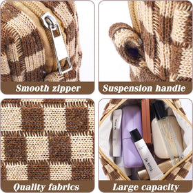 Trousse de maquillage à carreaux ZLFSRQ en position pliée à côté d'une valise