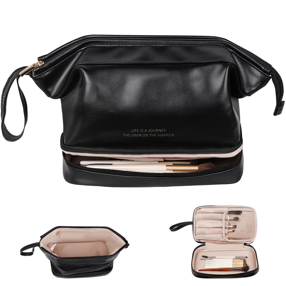 Trousse de maquillage Abiudeng noire vue avant avec poignée