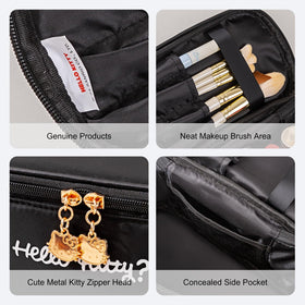 Trousse de maquillage AmBealla avec divers petits objets à l'intérieur