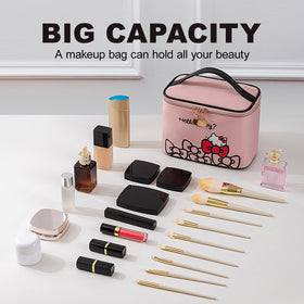 Trousse de maquillage AmBealla ouverte montrant le compartiment pour pinceaux