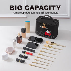 Trousse de maquillage AmBealla ouverte montrant le compartiment pour pinceaux