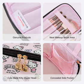 Trousse de maquillage AmBealla rose en situation sur une coiffeuse