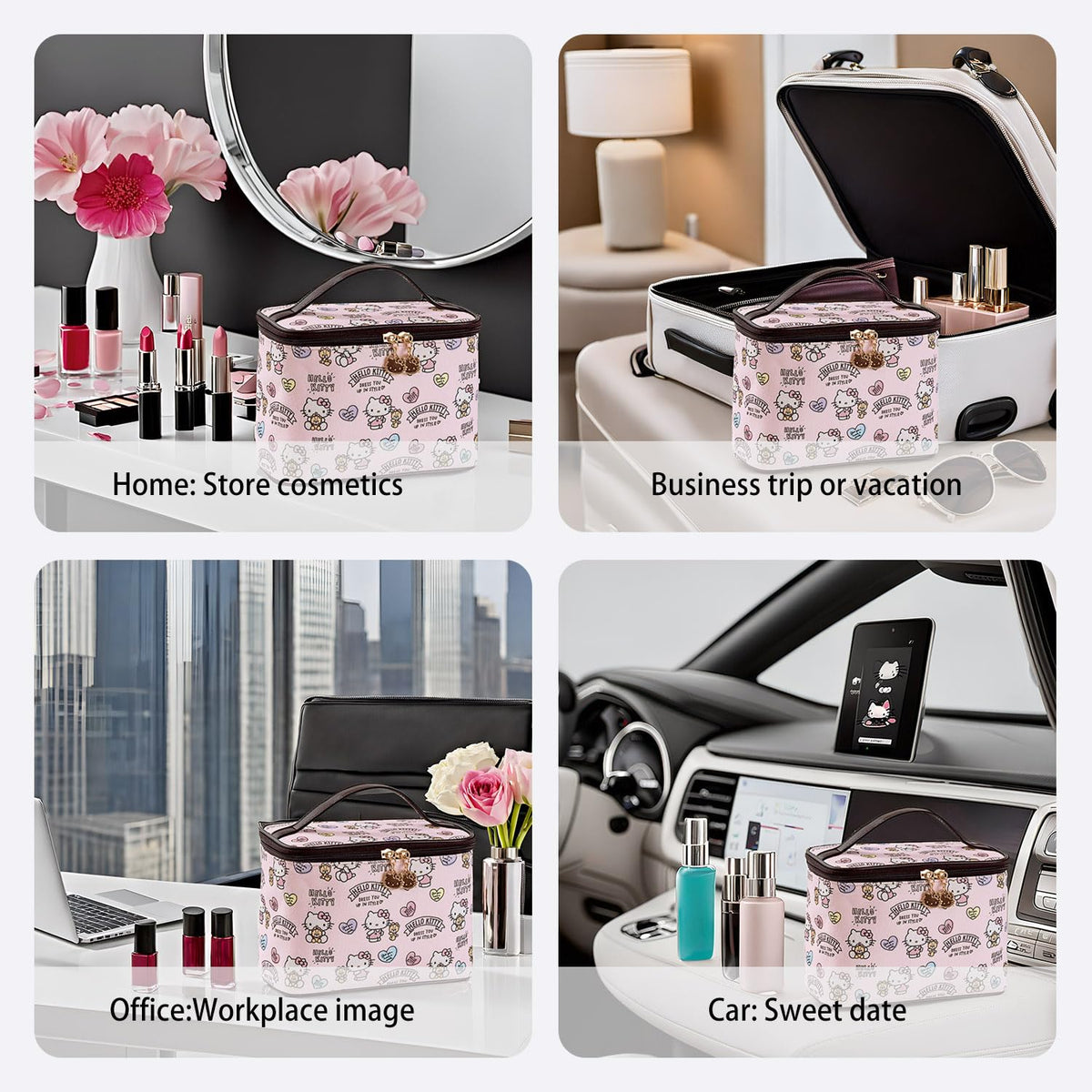 Trousse de maquillage AmBealla rose vue arrière