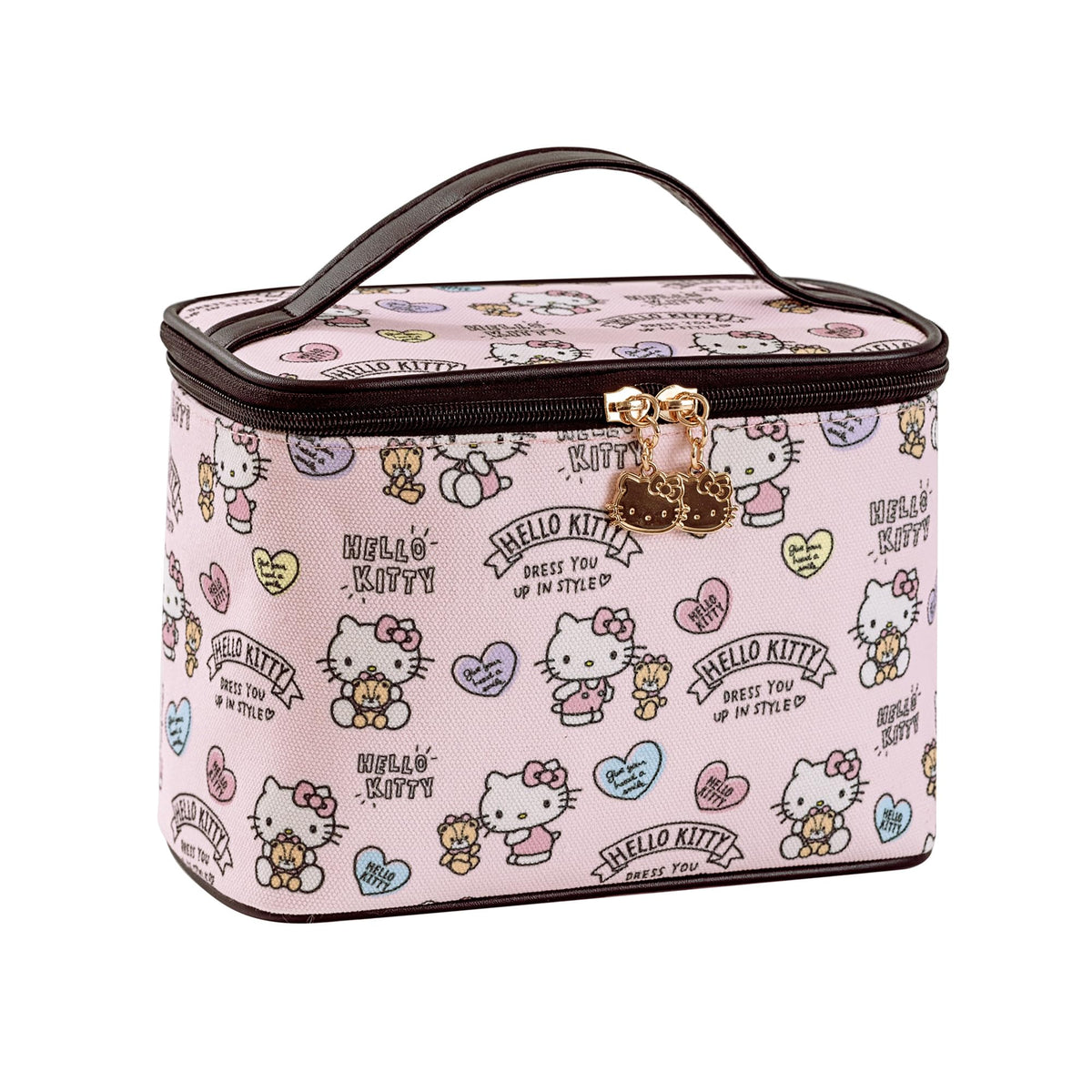 Trousse de maquillage AmBealla rose vue de face avec compartiment pour pinceaux