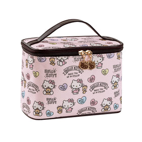 Trousse de maquillage AmBealla rose vue de face avec compartiment pour pinceaux