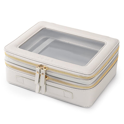Trousse de maquillage Aveniee double couche grise vue de face