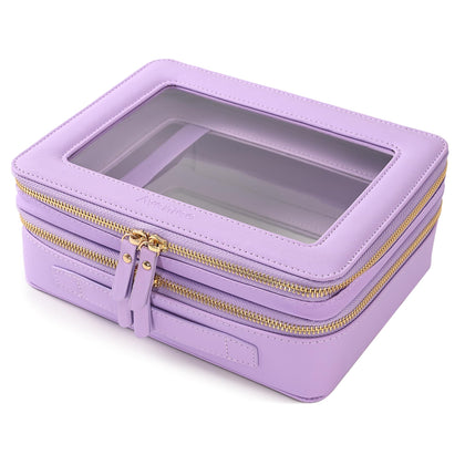 Trousse de maquillage Aveniee double couche lilas vue de face