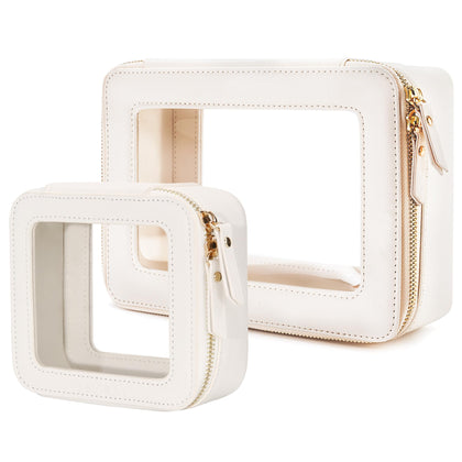 Trousse de maquillage Aveniee Mini et Midi en PU taupe vue avant