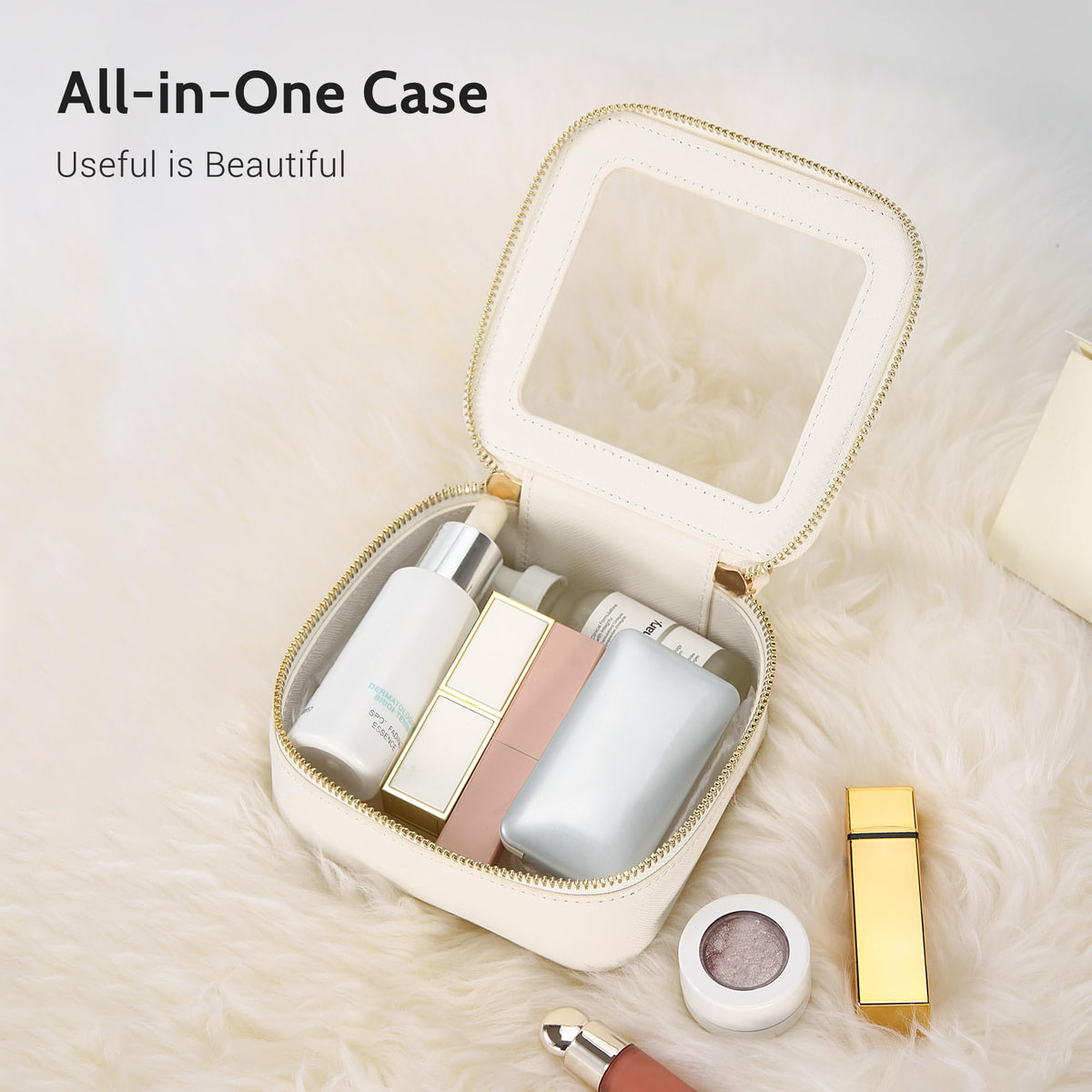 Trousse de maquillage Aveniee montrant la fermeture éclair