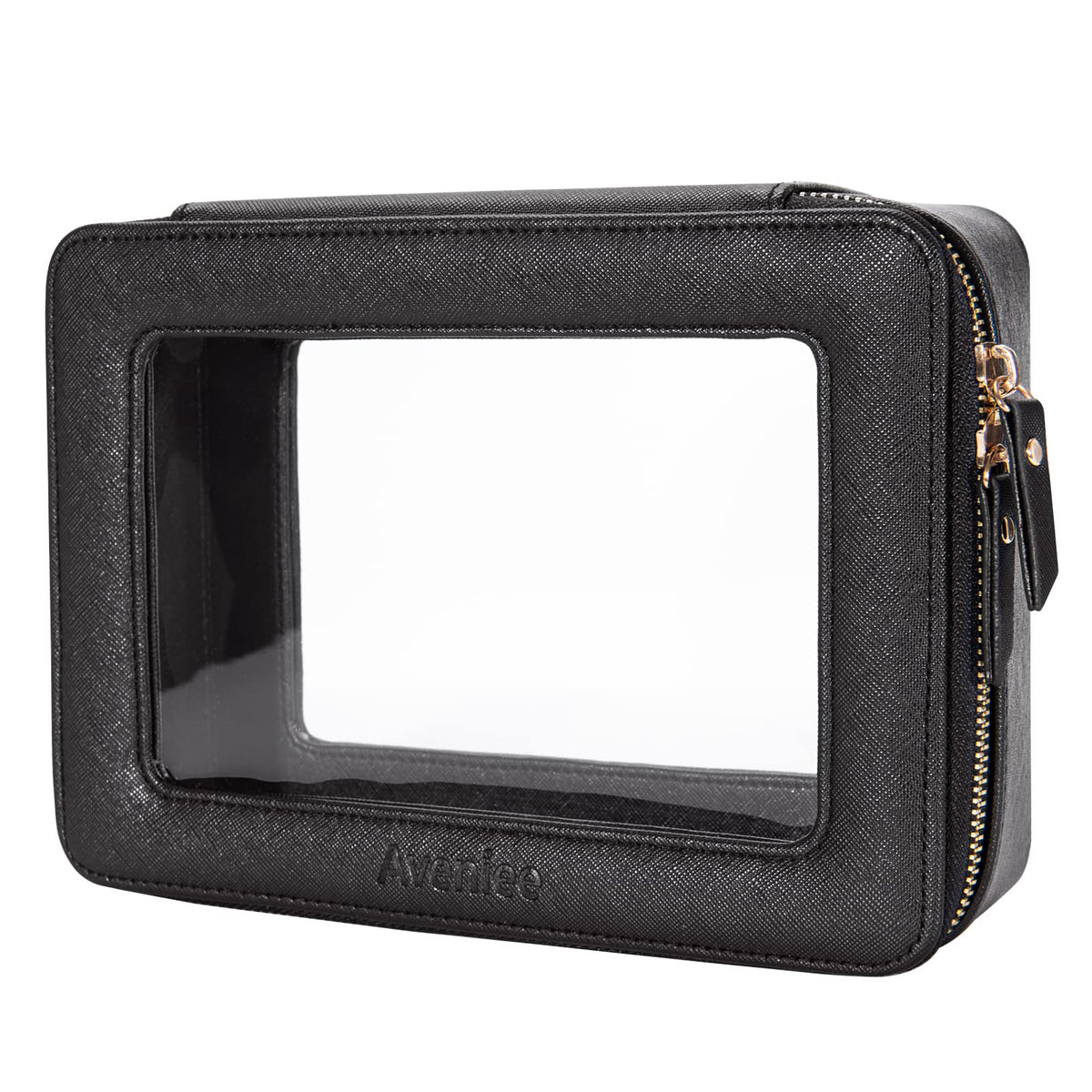 Trousse de maquillage Aveniee noire en cuir PU vue de face