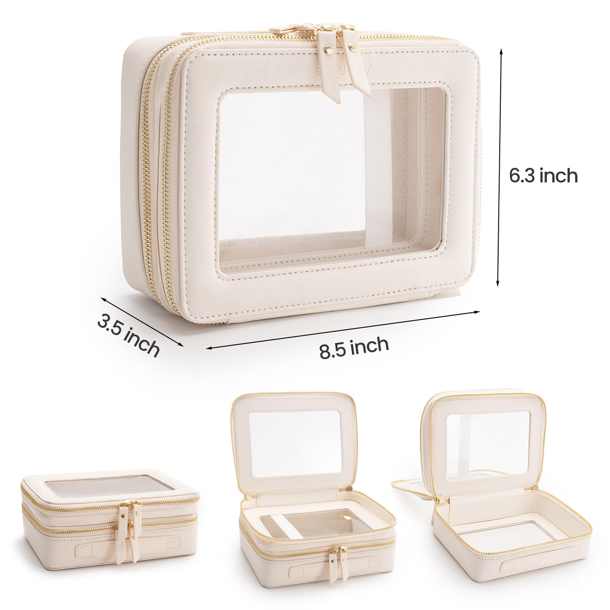 Trousse de maquillage Aveniee ouverte montrant son double compartiment