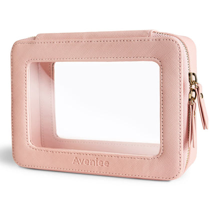Trousse de maquillage Aveniee rose en cuir PU vue de face
