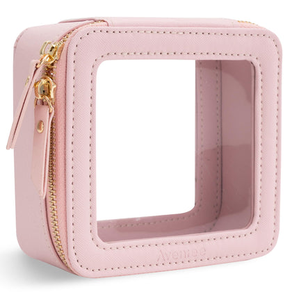 Trousse de maquillage Aveniee rose, vue de face avec fermeture éclair