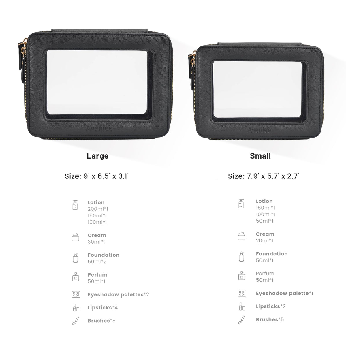 Trousse de maquillage Aveniee transparente modèle mini vue avant