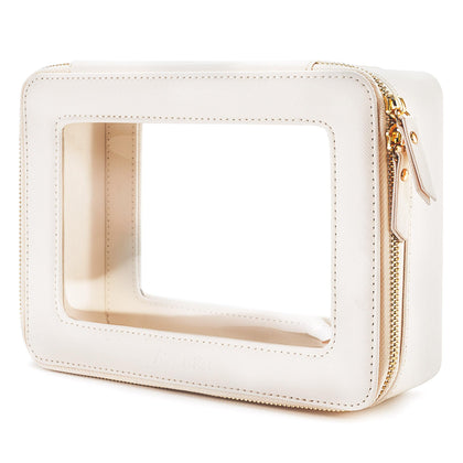 Trousse de maquillage Aveniee transparente vue de face avec zip métallique