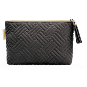 Trousse de maquillage BAGSMART noire avec pompon, vue de face