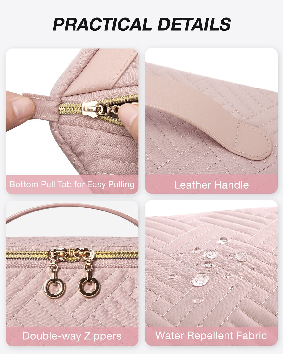 Trousse de maquillage BAGSMART vue de côté avec fermeture éclair fermée