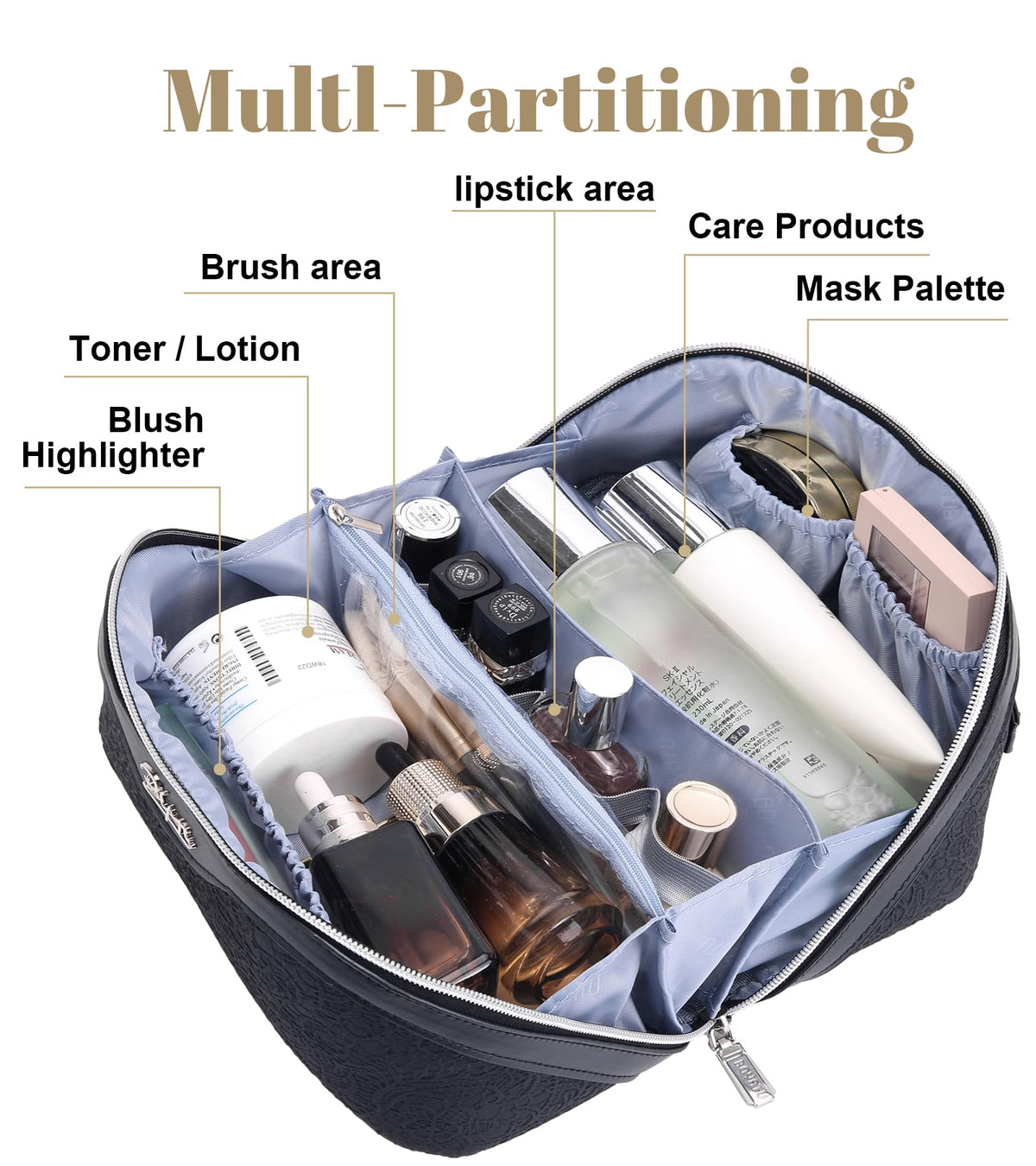 Trousse de maquillage BOYATU avec accessoires de beauté à l'intérieur