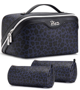 Trousse de maquillage BOYATU bleu vue de face avec design floral