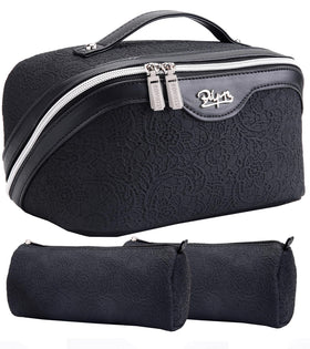 Trousse de maquillage BOYATU en cuir PU noir, vue avant