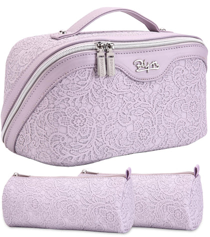 Trousse de maquillage BOYATU en cuir PU violet, vue de face