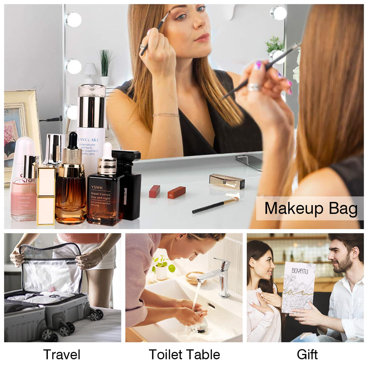 Trousse de maquillage BOYATU en simili cuir imperméable
