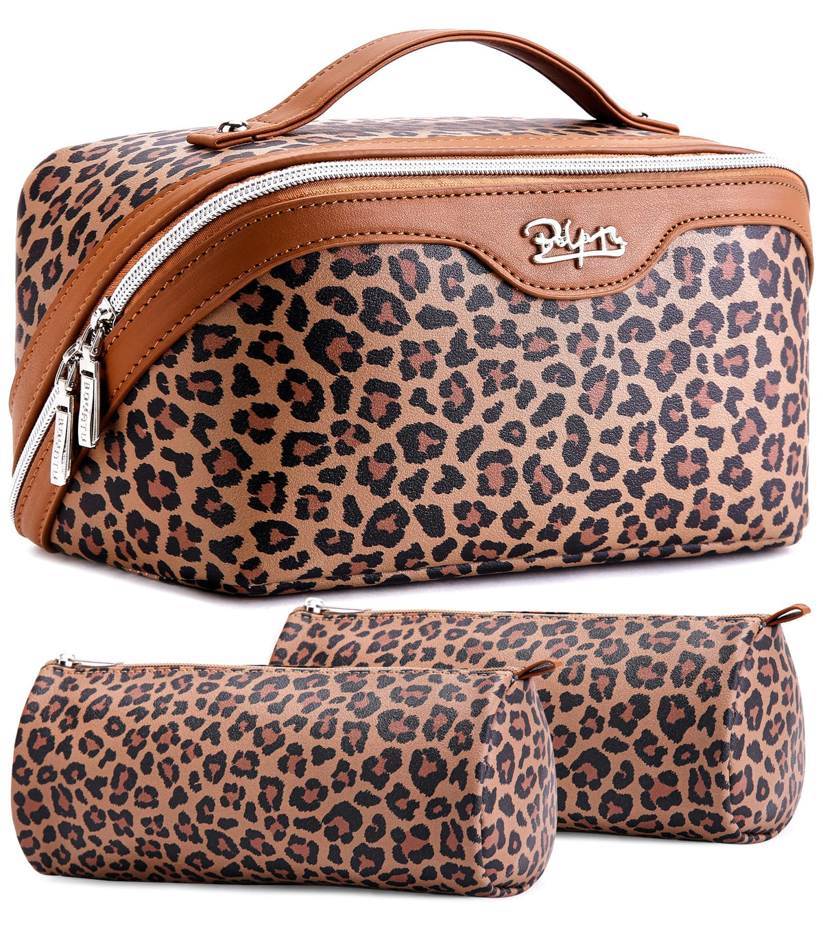 Trousse de maquillage BOYATU en simili cuir marron vue de face