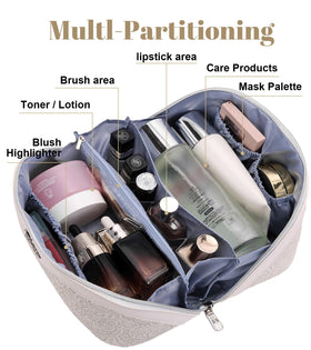 Trousse de maquillage BOYATU ouverte montrant l'intérieur spacieux