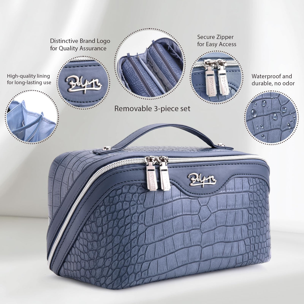 Trousse de maquillage BOYATU ouverte montrant les compartiments