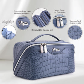 Trousse de maquillage BOYATU ouverte montrant les compartiments