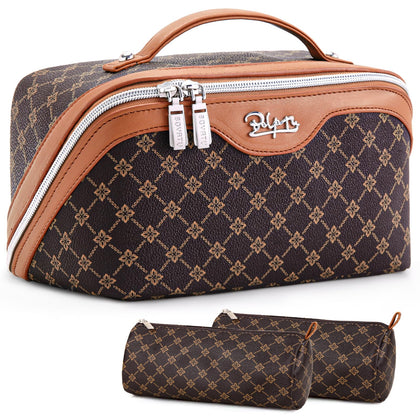 Trousse de maquillage BOYATU ouverte montrant les poches et compartiments