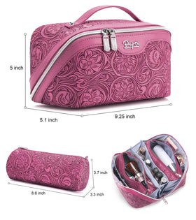 Trousse de maquillage BOYATU ouverte montrant les pochettes détachables