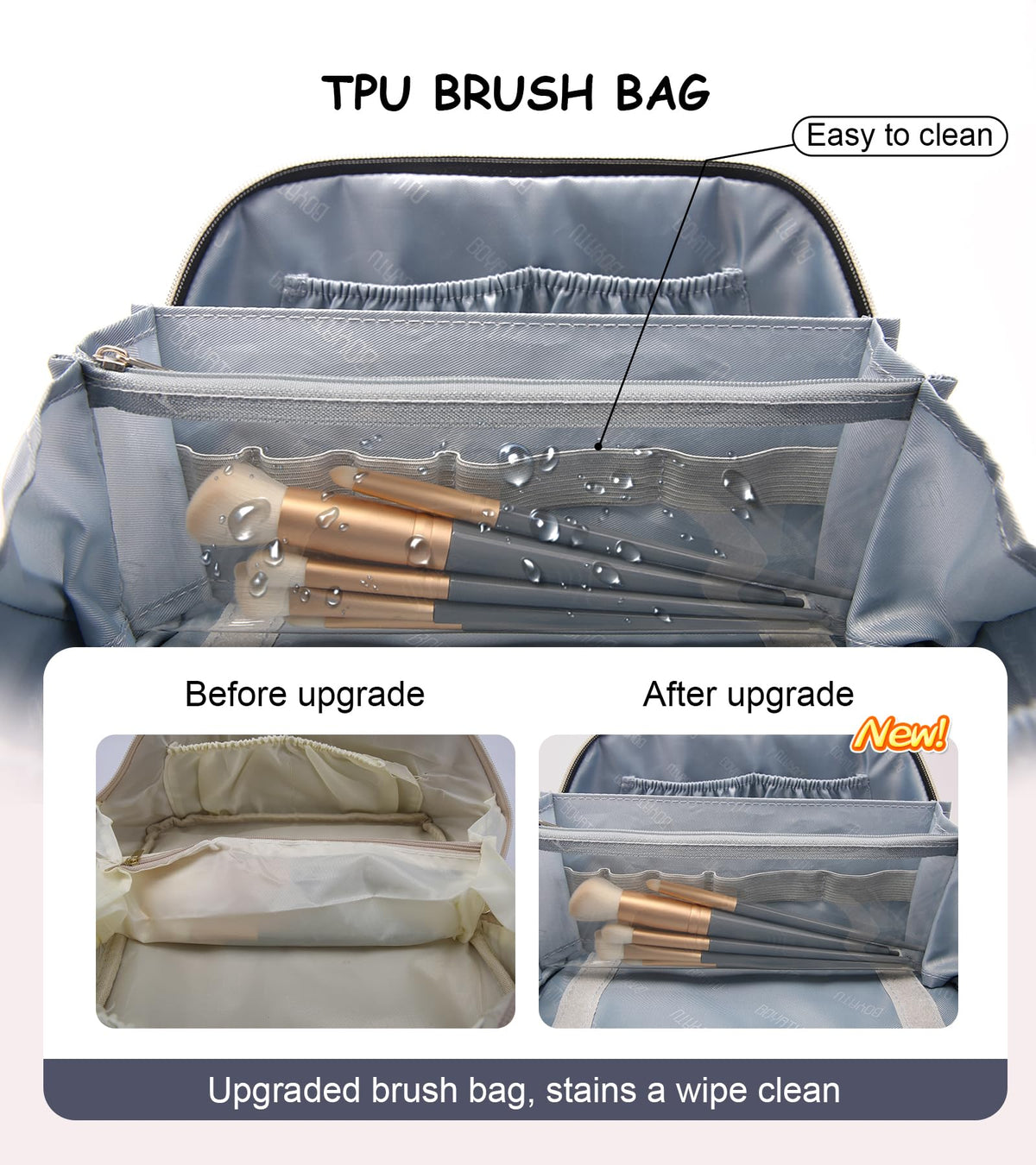 Trousse de maquillage BOYATU ouverte montrant son espace de rangement