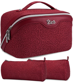 Trousse de maquillage BOYATU rouge avec poches amovibles
