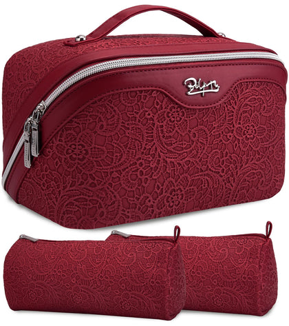 Trousse de maquillage BOYATU rouge avec poches amovibles