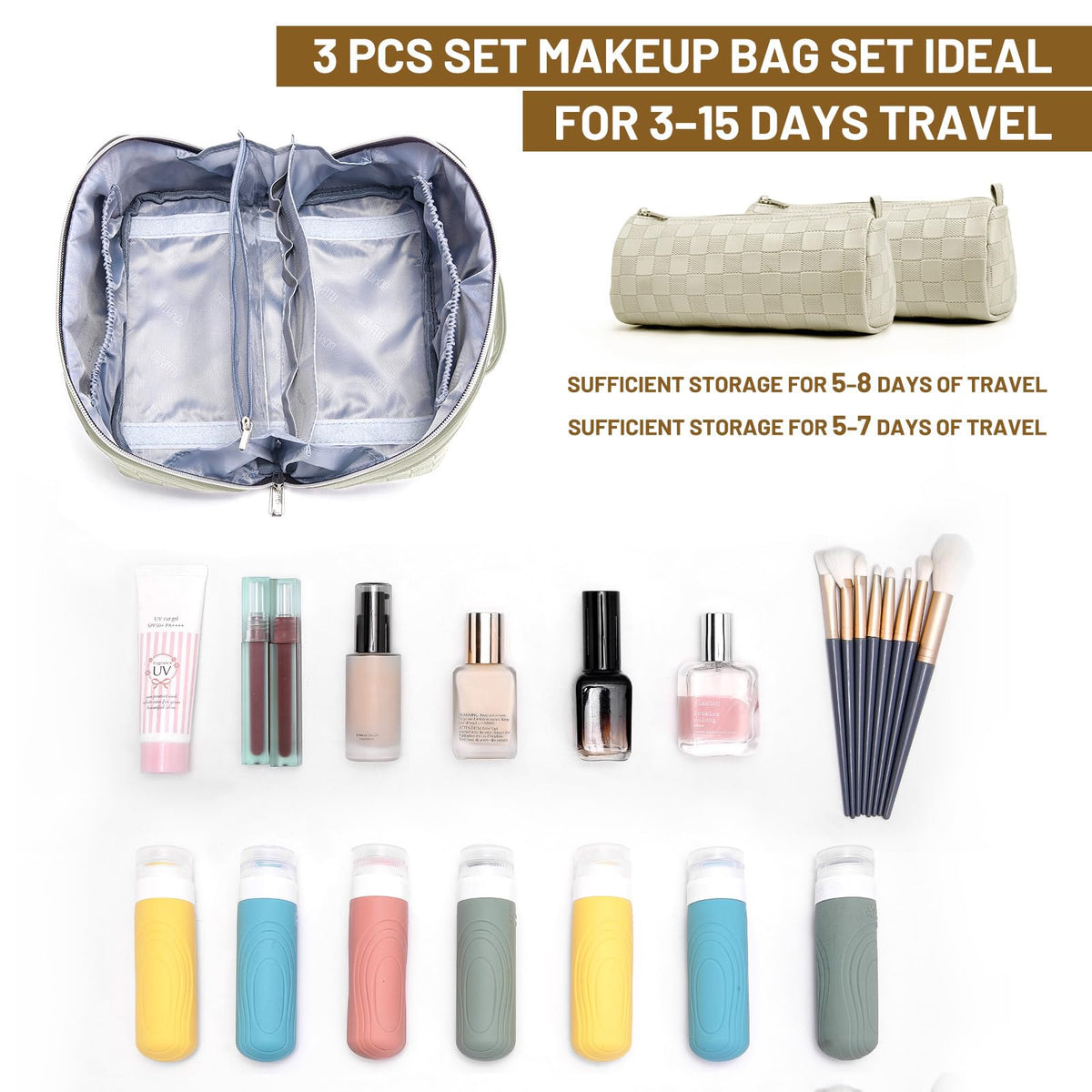 Trousse de maquillage BOYATU sous différents angles pour montrer sa structure