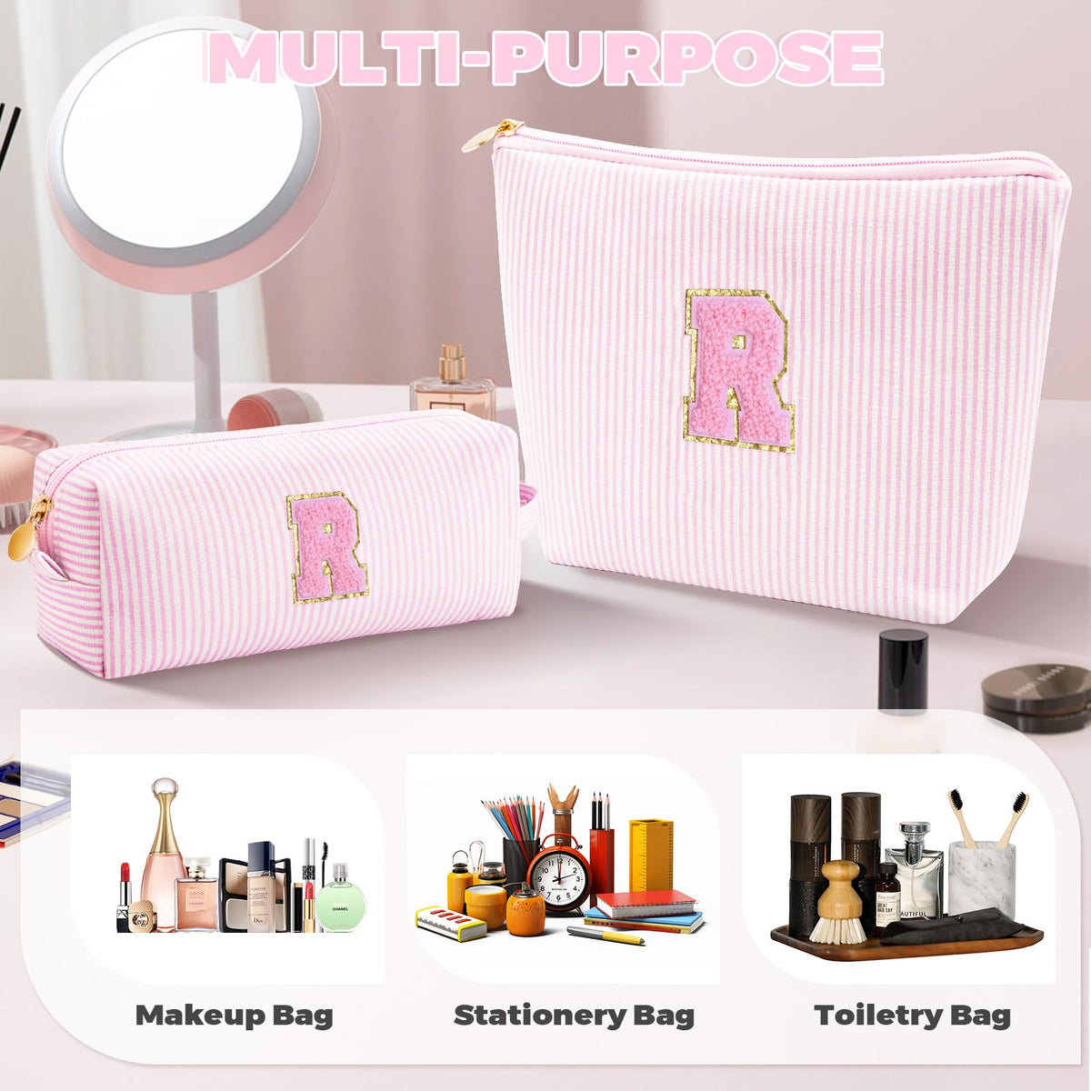 Trousse de maquillage Btffitting avec initiales personnalisées, vue arrière
