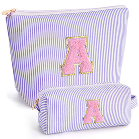 Trousse de maquillage Btffitting lavande avec initiales personnalisées