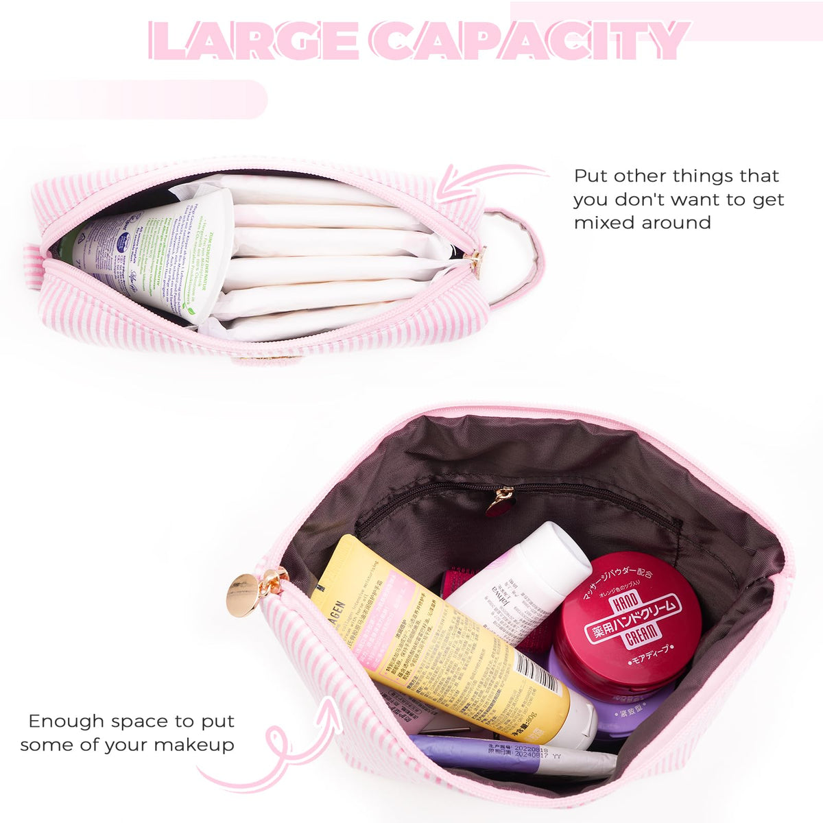 Trousse de maquillage Btffitting ouverte montrant l'intérieur spacieux