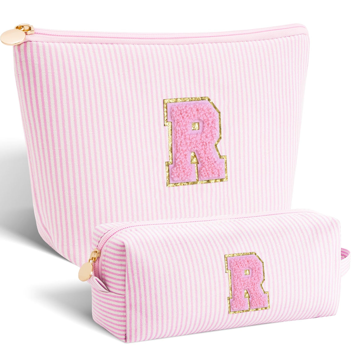 Trousse de maquillage Btffitting rose avec initiales personnalisées, vue avant