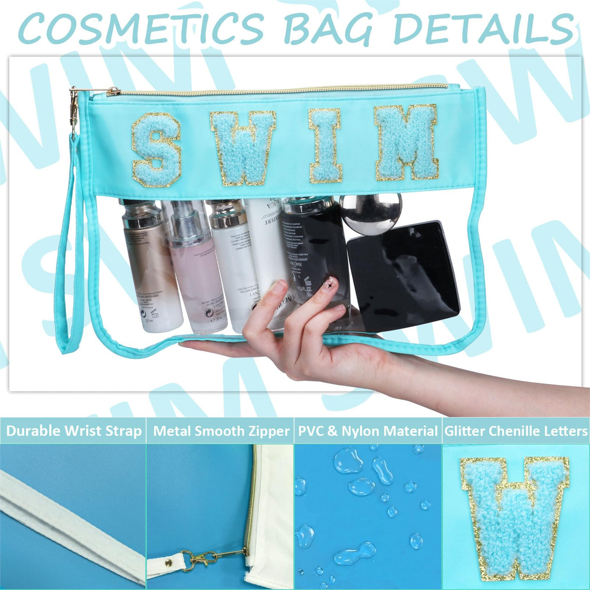 Trousse de maquillage BuyCard avec fermeture éclair et wristlet