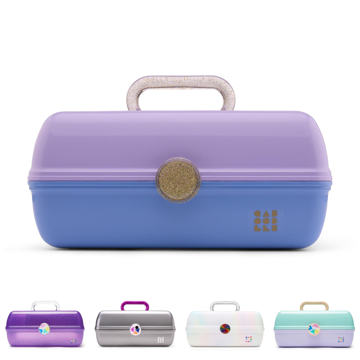 Trousse de maquillage Caboodles On-The-Go Girl lavande et bleu vue de face