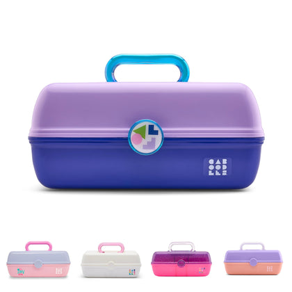 Trousse de maquillage Caboodles On-The-Go Girl vue de face, couleur lilas et cobalt