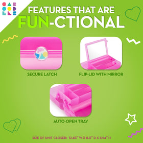 Trousse de maquillage Caboodles On-The-Go ouverte montrant le plateau supérieur