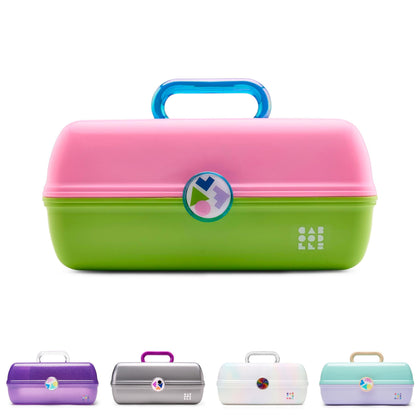Trousse de maquillage Caboodles On-The-Go vue de face en rose et vert néon