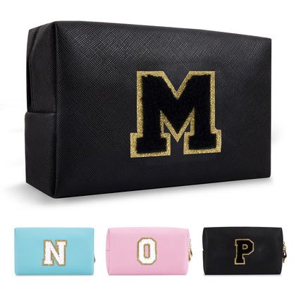 Trousse de maquillage ChaoGreat avec patch en chenille doré, lettre M
