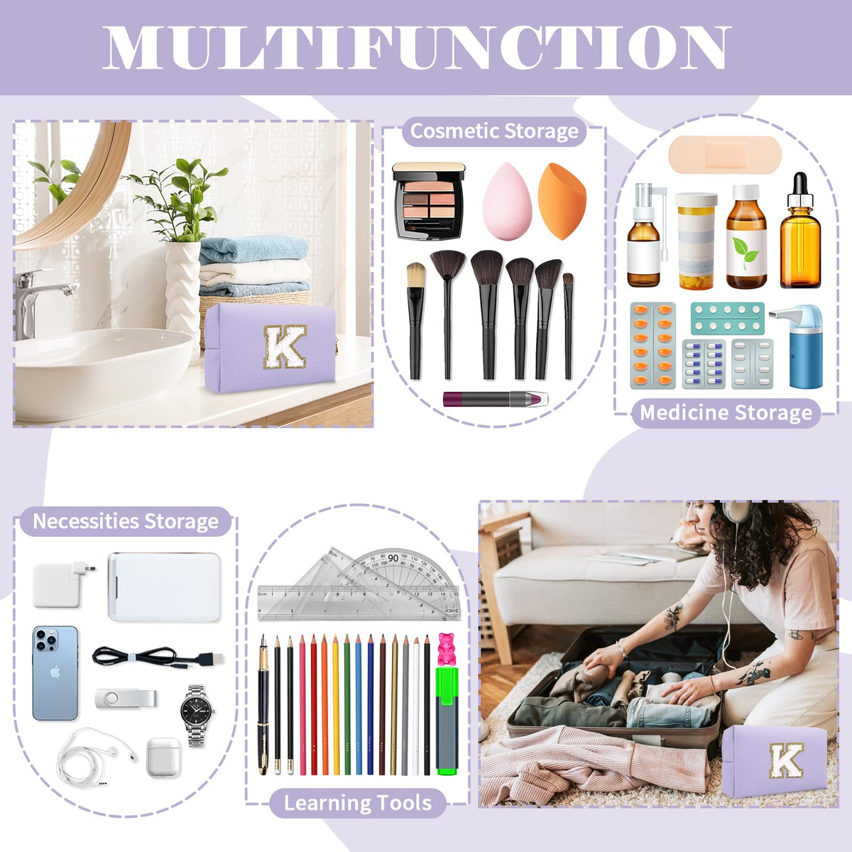 Trousse de maquillage ChaoGreat avec zip doré et design élégant