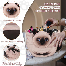 Trousse de maquillage chat Openhahaha avec cordon de serrage